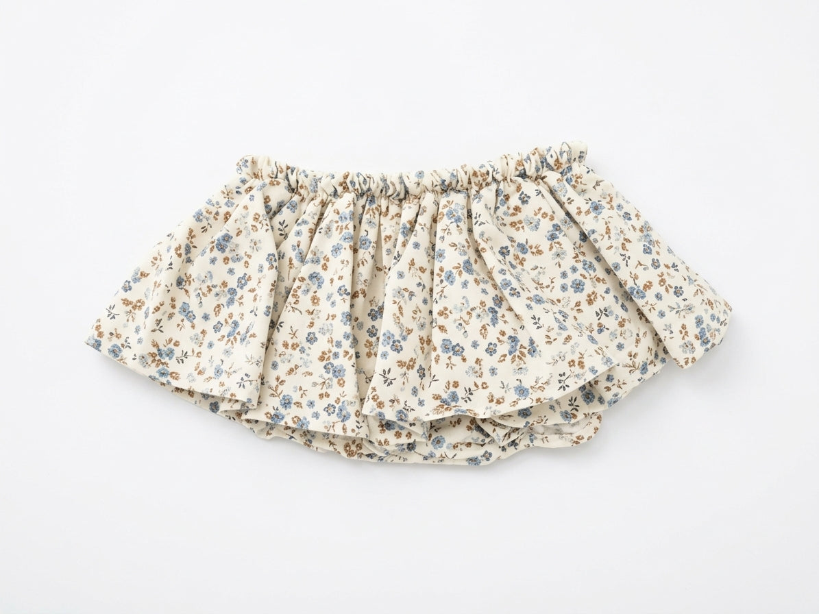 Conjunto Camisola e Tapa Fraldas Flores Azuis