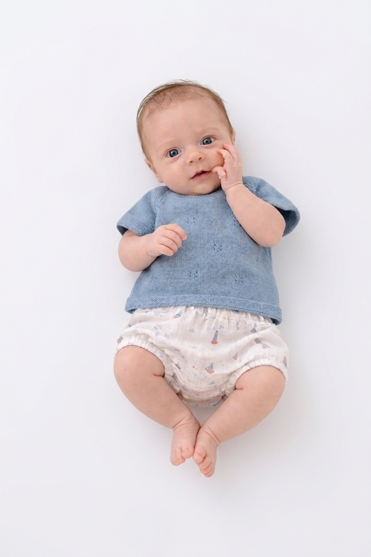 Conjunto de Camisola de Malha e Fofo Com Padrão Náutico