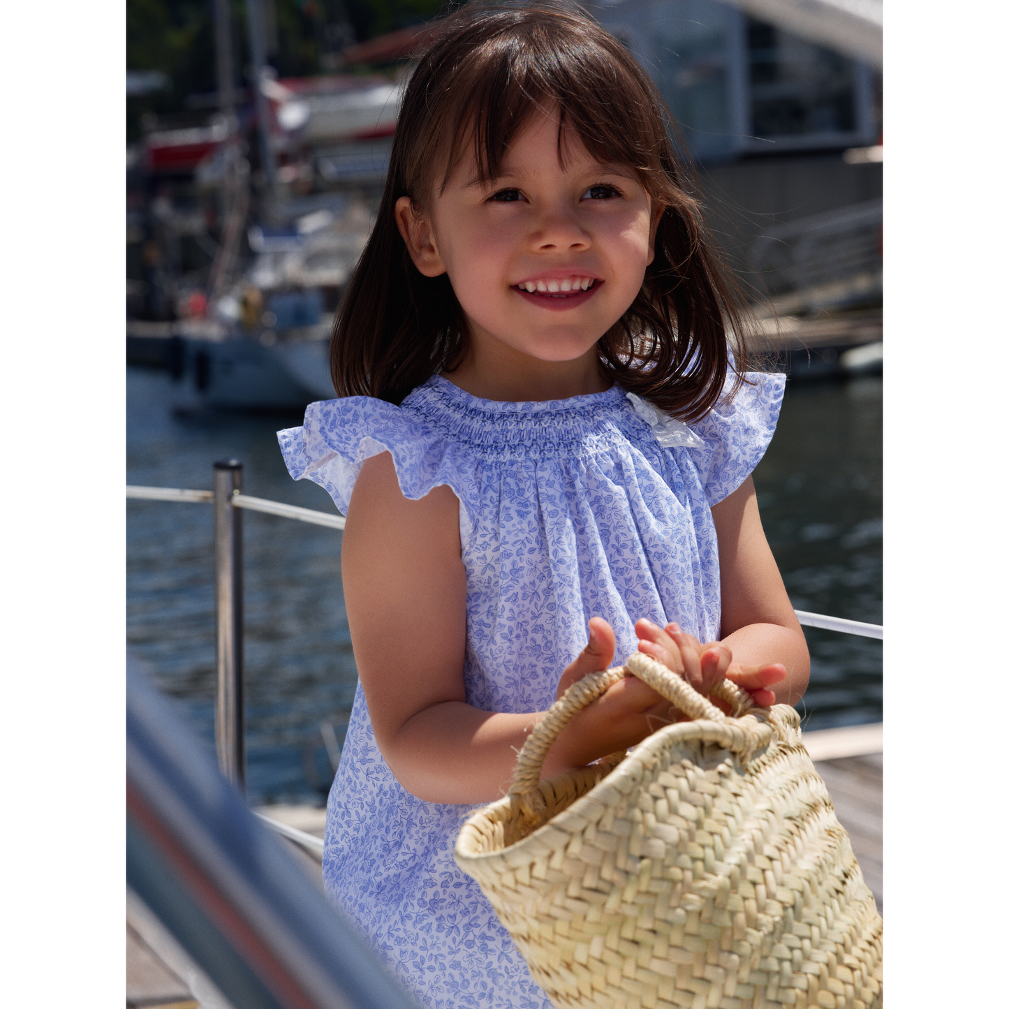 Vestido em Algodão para Menina - Azul