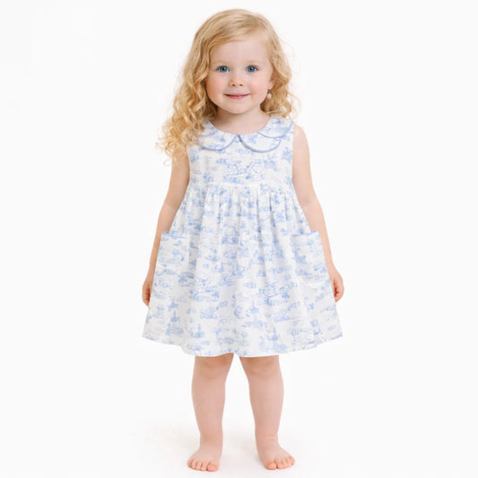 Vestido em Algodão Toile de Jouy Menina