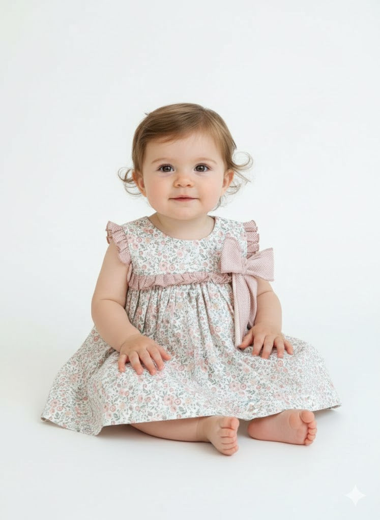 Vestido com Tapa Fraldas em Algodão Florido