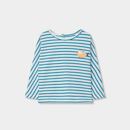 T-shirt manga comprida de Malha Às Riscas