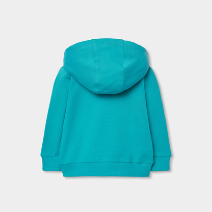 Casaco de Felpa Com Capuz  Azul-Turquesa