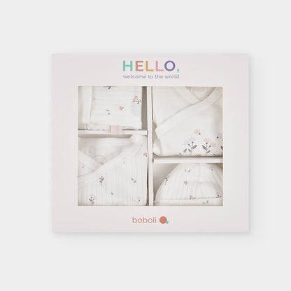 Pack de Saída de Maternidade "Hello World" – Conjunto 4 Peças Floral