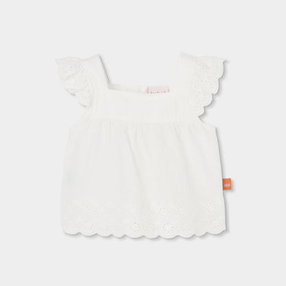 Conjunto blusa com Folhos e Tapa Fraldas Branco
