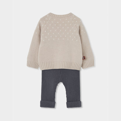 Conjunto de Malha Camisola Pinguim e Calças Caneladas