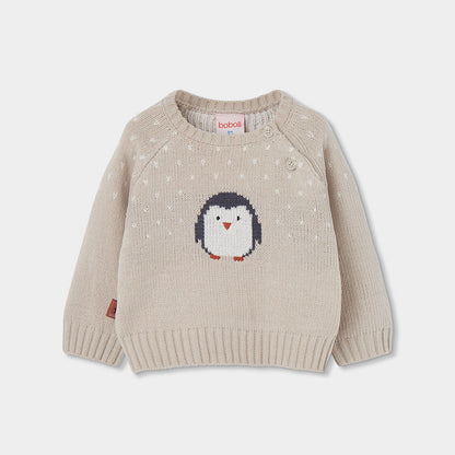 Conjunto de Malha Camisola Pinguim e Calças Caneladas
