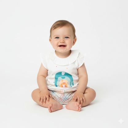 Conjunto T-shirt com Folho e Calção Elefante