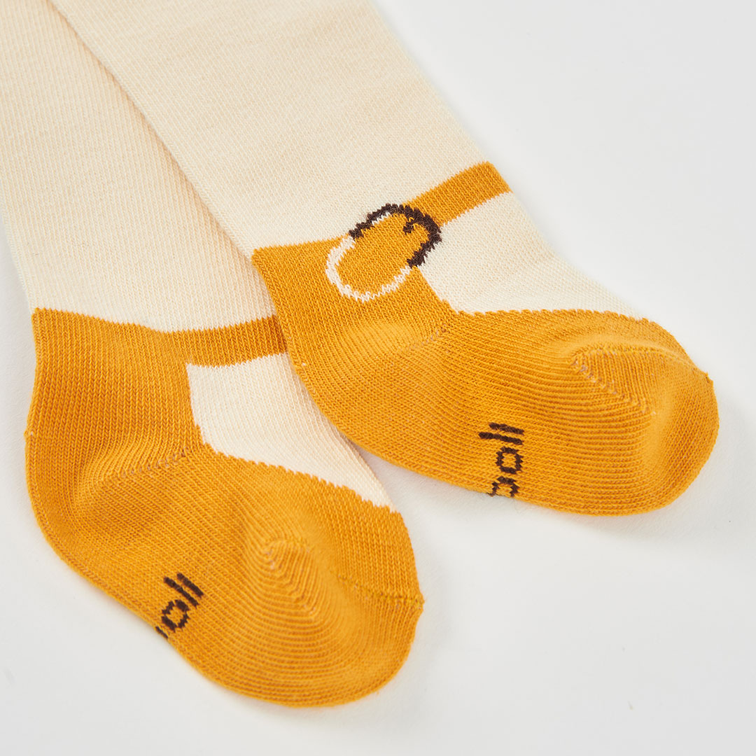 Collant de Malha Sapato Fivela Amarelo Mostarda