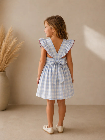 Vestido Vichy Azul e Branco