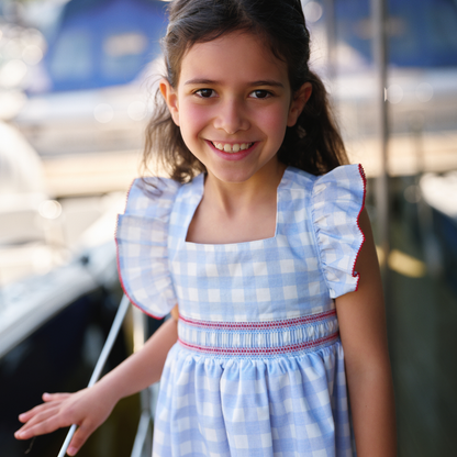 Vestido Vichy Azul e Branco