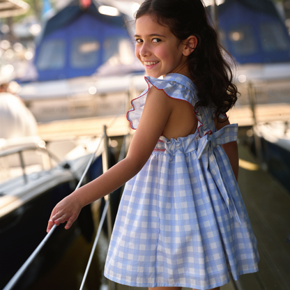 Vestido Vichy Azul e Branco