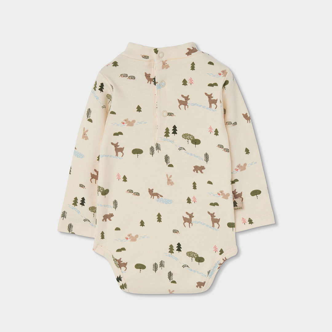 Conjunto Jardineiras e Body Manga Comprida Floresta
