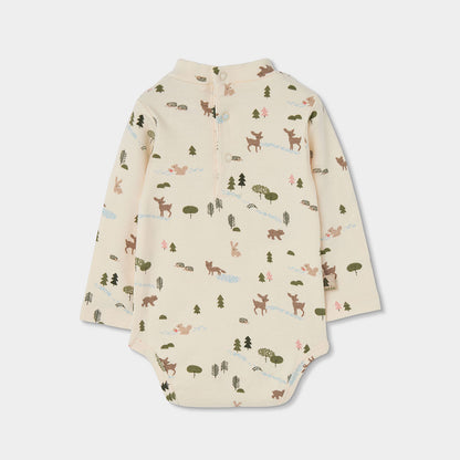 Conjunto Jardineiras e Body Manga Comprida Floresta