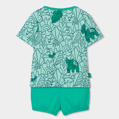 Conjunto de Bebé em Algodão Animais Verdes