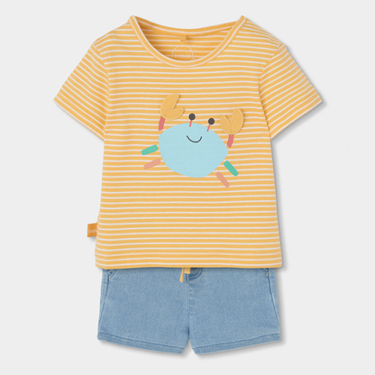 Conjunto: T-shirt Caranguejo e Calções de Ganga