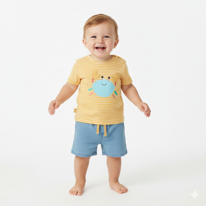 Conjunto: T-shirt Caranguejo e Calções de Ganga