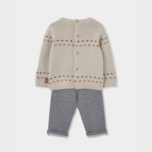 Conjunto de Malha Bege Com Pinguins