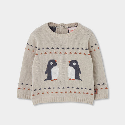 Conjunto de Malha Bege Com Pinguins