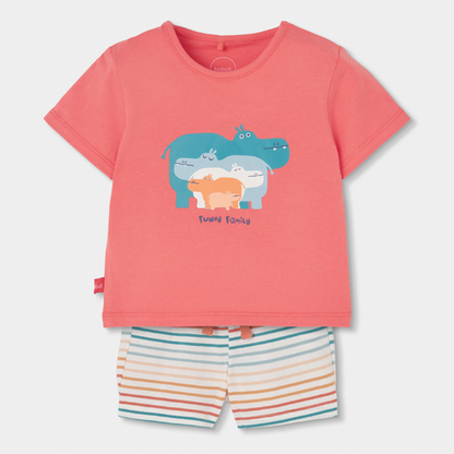 Conjunto de T-shirt e Calções Riscas Coloridas