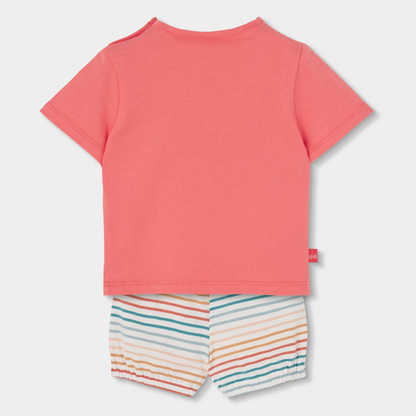Conjunto de T-shirt e Calções Riscas Coloridas