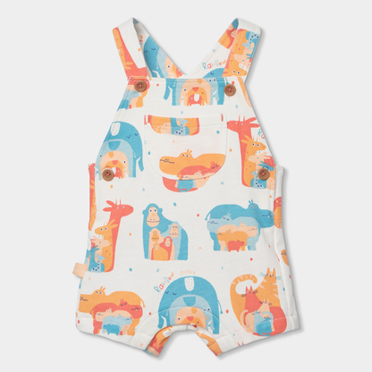 Conjunto de Jardineiras e Body Estampado de Animais