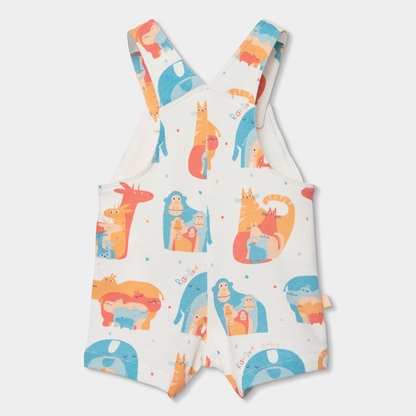 Conjunto de Jardineiras e Body Estampado de Animais