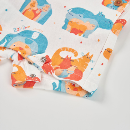 Conjunto de Jardineiras e Body Estampado de Animais