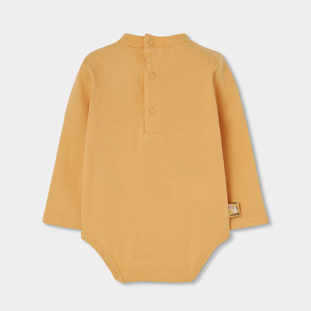 Conjunto Jardineiras Raposa com Body Amarelo Mostarda