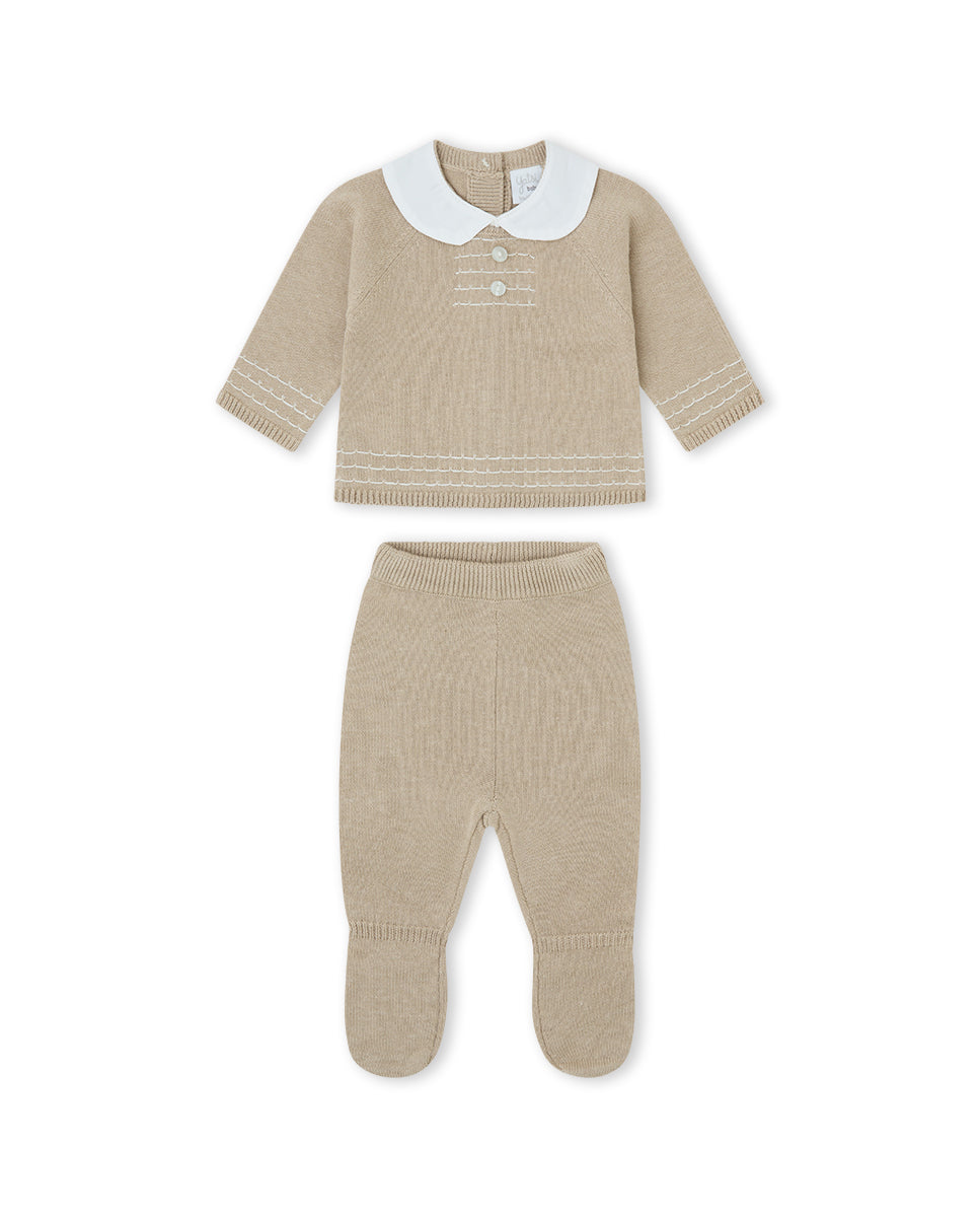Conjunto de Malha Camisola de Gola e Calças