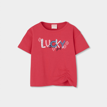 T-shirt "Lucky Girl" Rosa Morango