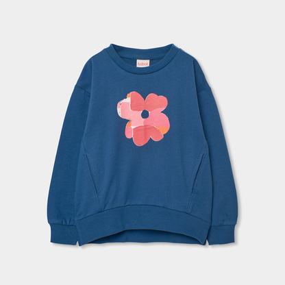 Sweatshirt Flor Azul Marinho