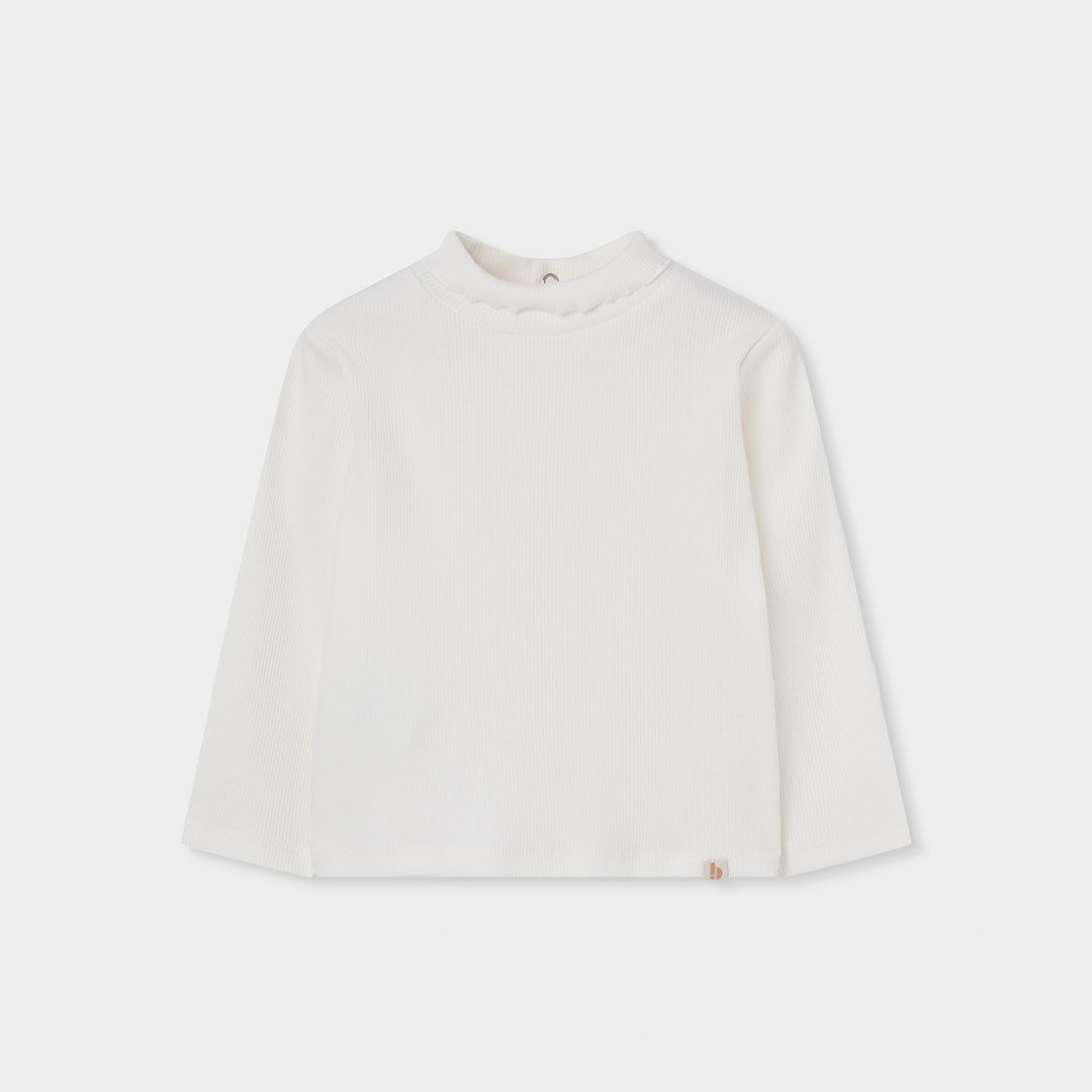 Camisola de Gola Alta Canelada Branca