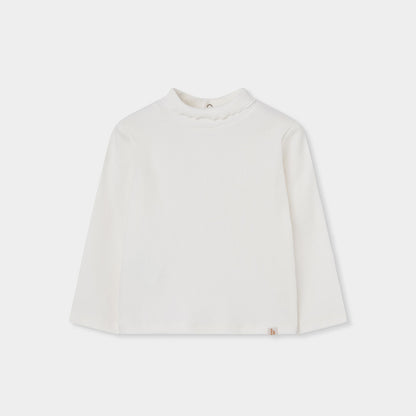 Camisola de Gola Alta Canelada Branca