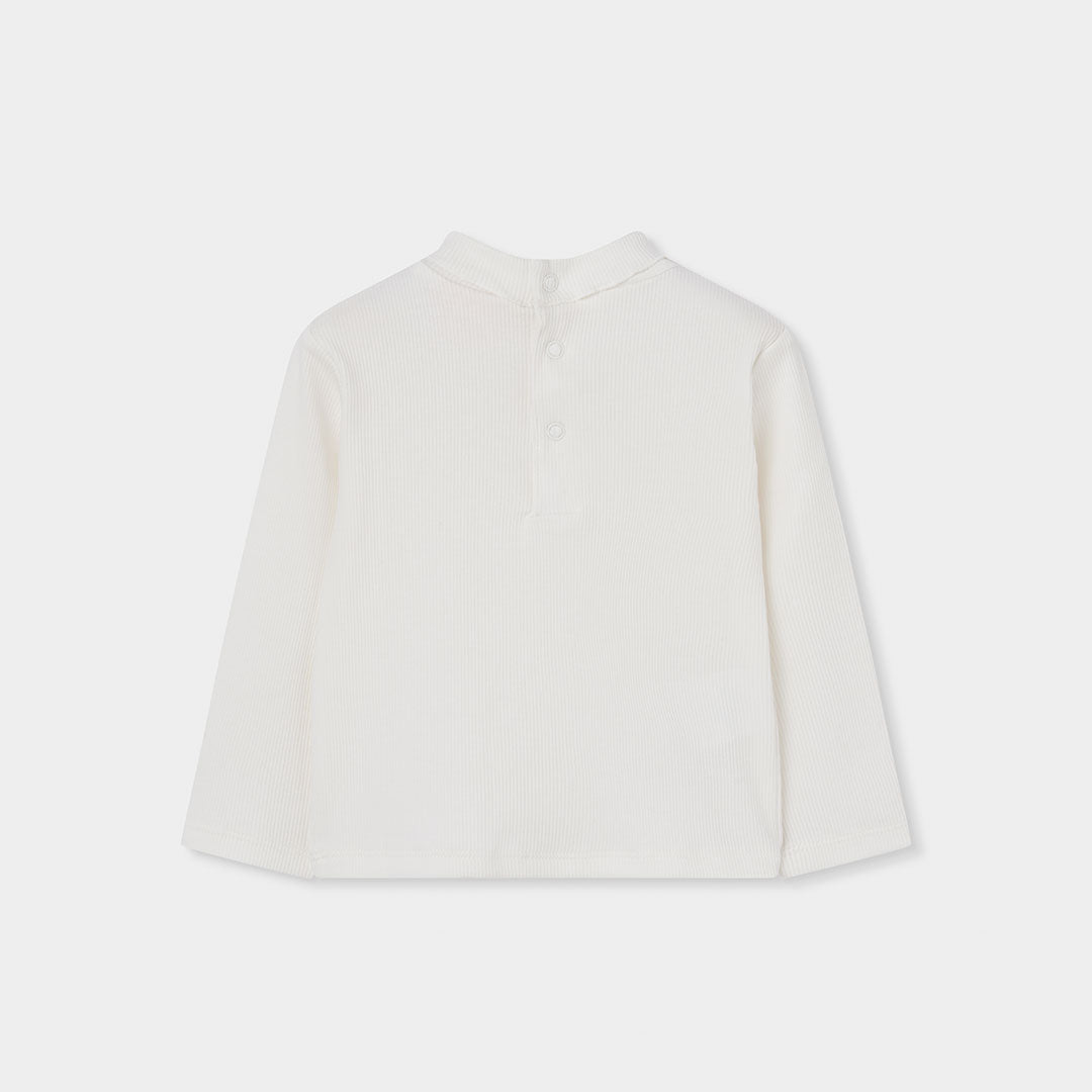 Camisola de Gola Alta Canelada Branca