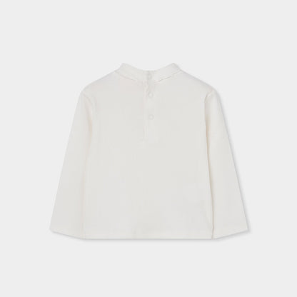 Camisola de Gola Alta Canelada Branca