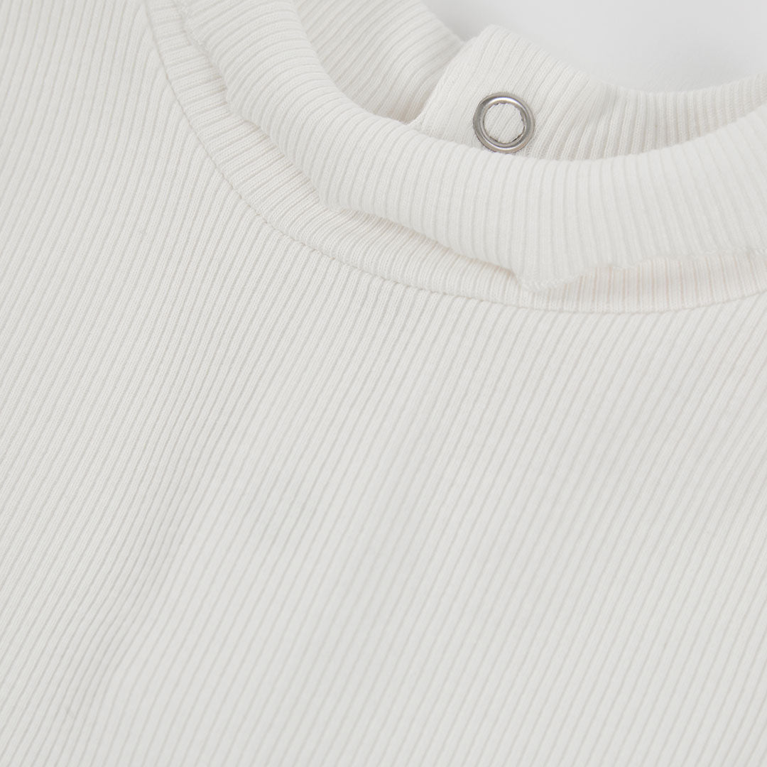 Camisola de Gola Alta Canelada Branca