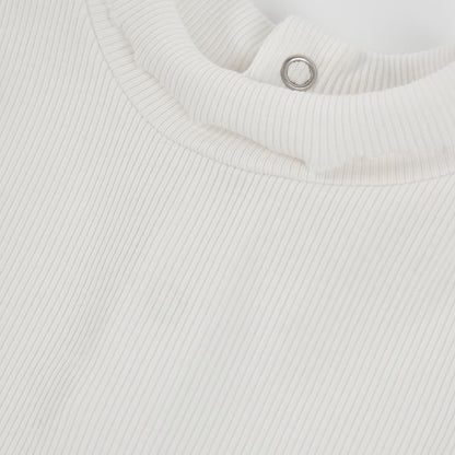 Camisola de Gola Alta Canelada Branca