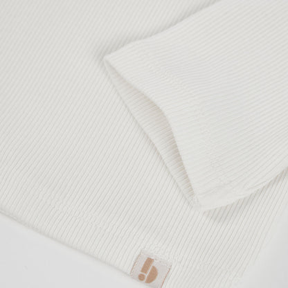 Camisola de Gola Alta Canelada Branca
