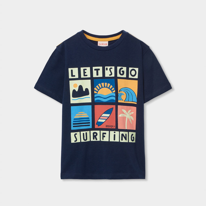 T-shirt de Menino Azul-Marinho "Let's Go Surfing"