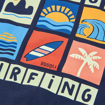 T-shirt de Menino Azul-Marinho "Let's Go Surfing"