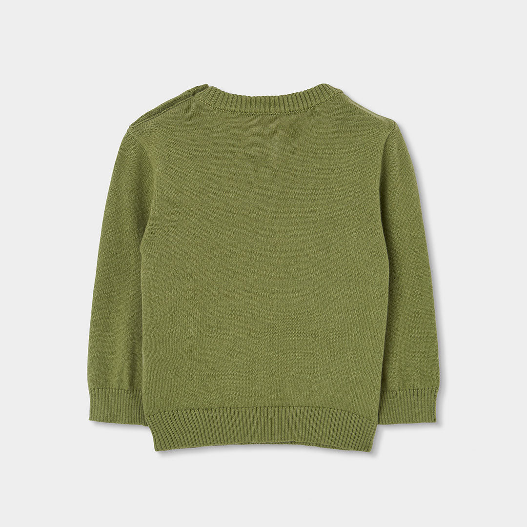 Camisola de Malha Verde Com Estampado Esquiadores