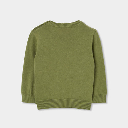 Camisola de Malha Verde Com Estampado Esquiadores