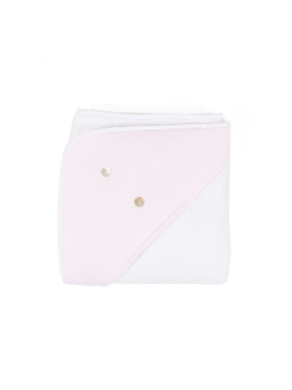 Toalha de Banho com Capuz e Botões - Rosa-Claro