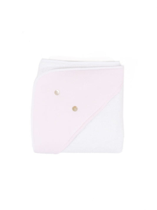 Toalha de Banho com Capuz e Botões - Rosa-Claro