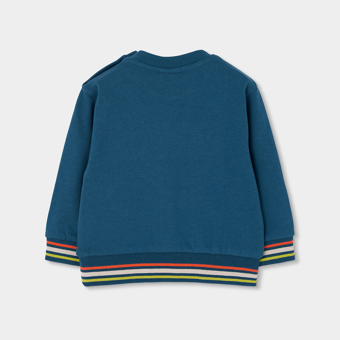 Sweatshirt de Felpa Verde Azulado "Nature" em Relevo