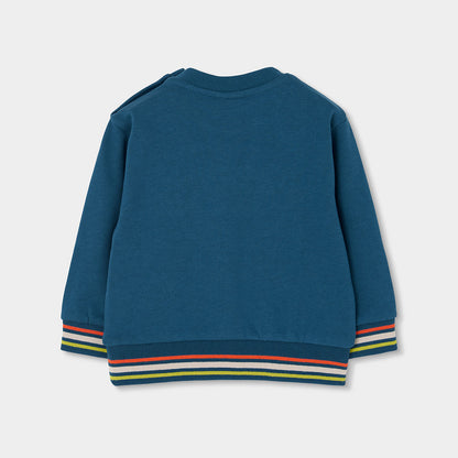 Sweatshirt de Felpa Verde Azulado "Nature" em Relevo