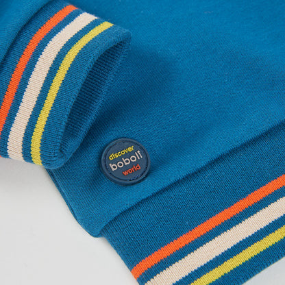 Sweatshirt de Felpa Verde Azulado "Nature" em Relevo