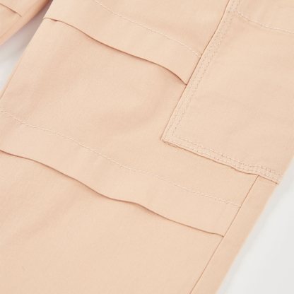 Calças Gabardina com Cintura Elástica Bege