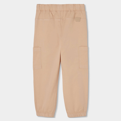 Calças Gabardina com Cintura Elástica Bege